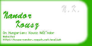 nandor kousz business card